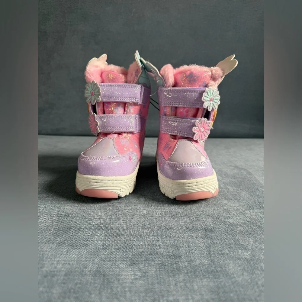 Paw Patrol Sky Light Up Snow Boots Toddler Girls SZ 6 Pink Velcro Closure Warm